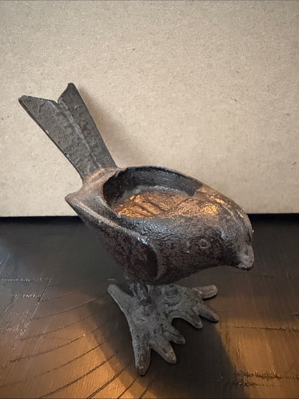 Cast Iron Bird Votive Candle Holderin Rustic Black/Bronze - Picture 6 of 6